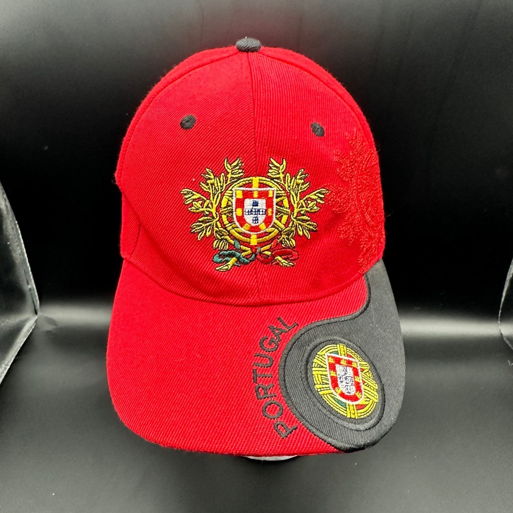Portugal National Crest Baseball Cap Red Embroidered Adjustable Hat